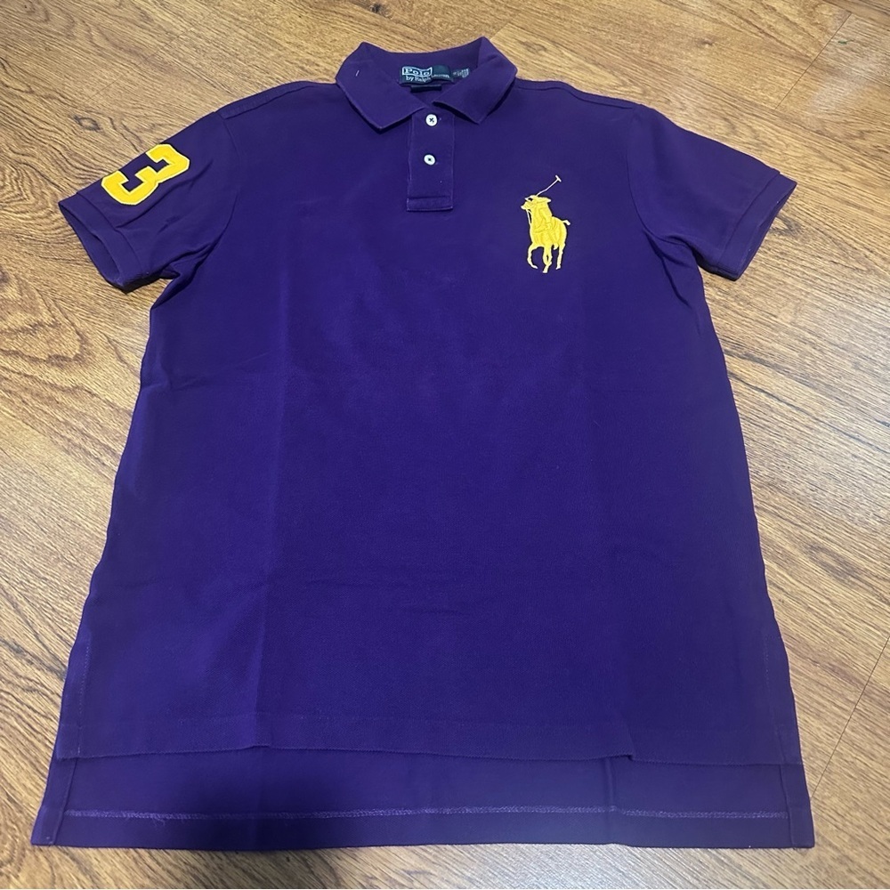 Polo Ralph Lauren Purple Polo Shirt Yellow Logo big pony short sleeve medium